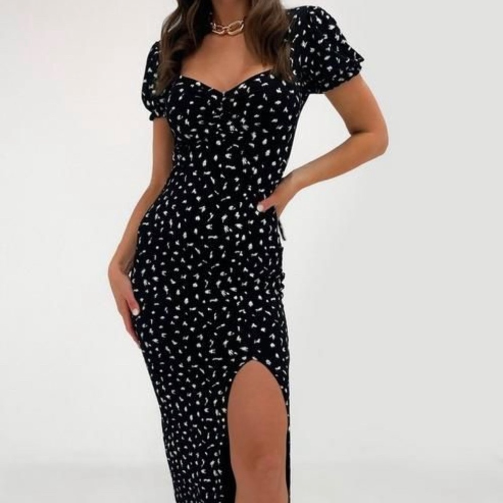 Black Milkmaid MIDI Maxi Dress